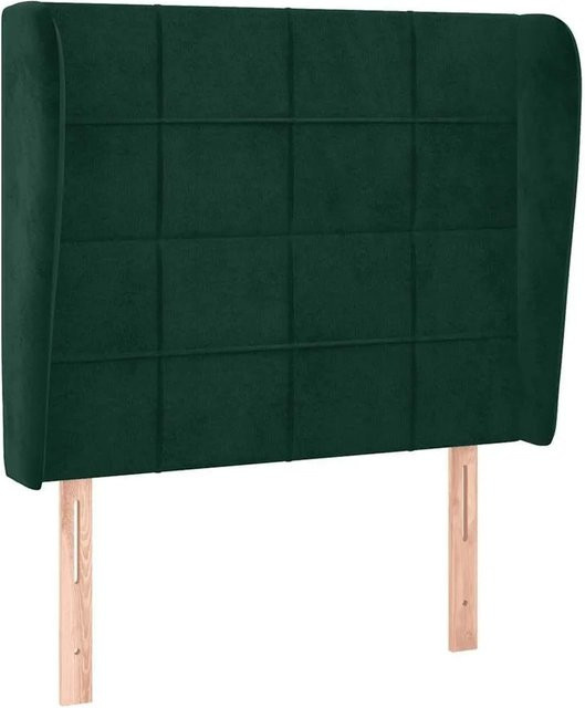 vidaXL Kopfteil mit Ohren in Dunkelgrün aus Samt, B/T/H: 93 x 23 x 118/128 cm - Bild 1