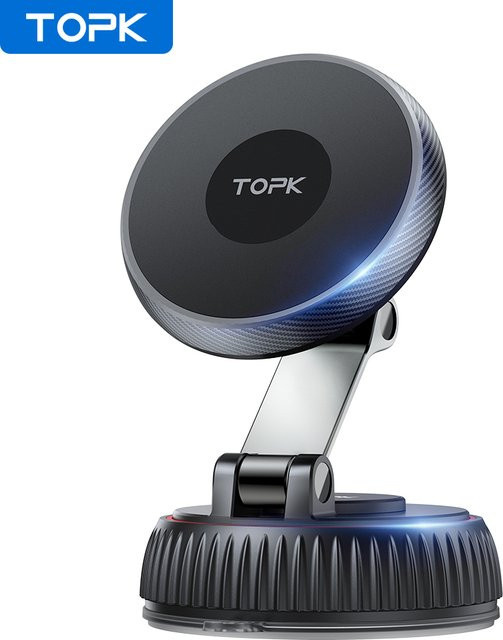 TOPK Magnetischer Autotelefonhalter für MagSafe mit 360 Grad Rotation und Vakuumadsorption, Schwarz - Bild 1
