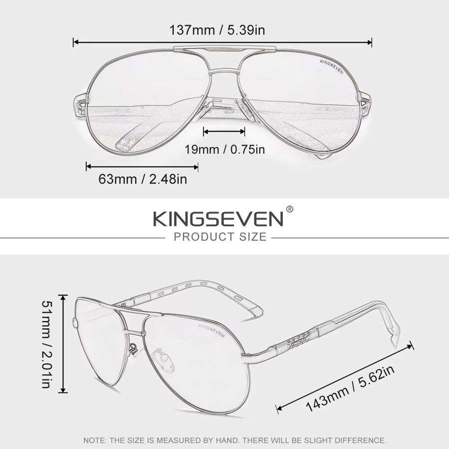 KINGSEVEN Sonnenbrille Aviator, Vollrand, Schwarz, Unisex, polarisiert - Bild 2