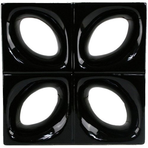 Keramikstein Fuchs Design Style n Art in Schwarz mit floralem Motiv, B/T/H: 24 x 24 x 8 cm - Bild 2