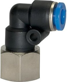 Riegler L-Steckverschraubung Blaue Serie, drehbar, G 1/4 innen, Durchmesser: 4 mm, Blau/Schwarz - Bild 1