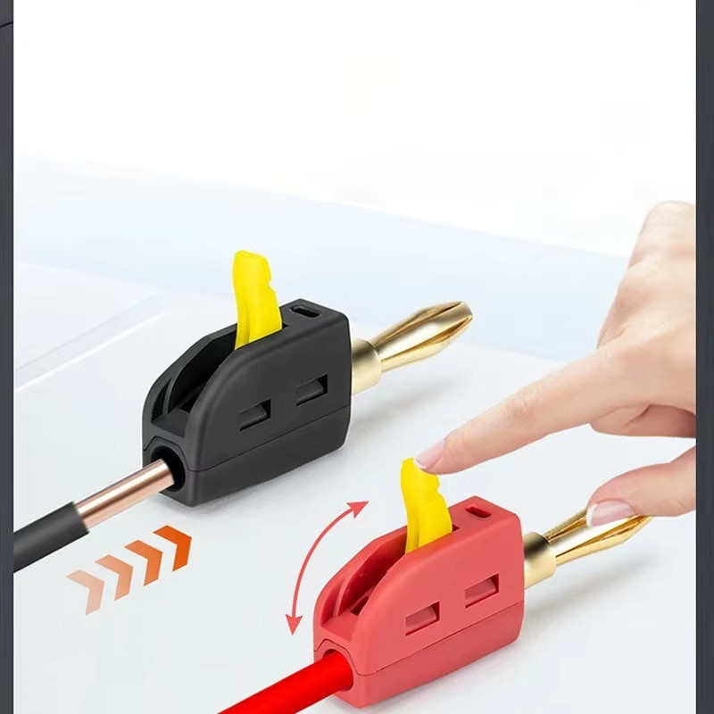 Vergoldeter 4 mm Bananenstecker mit Schnellanschluss für 32 A in Gold und Schwarz - Bild 2