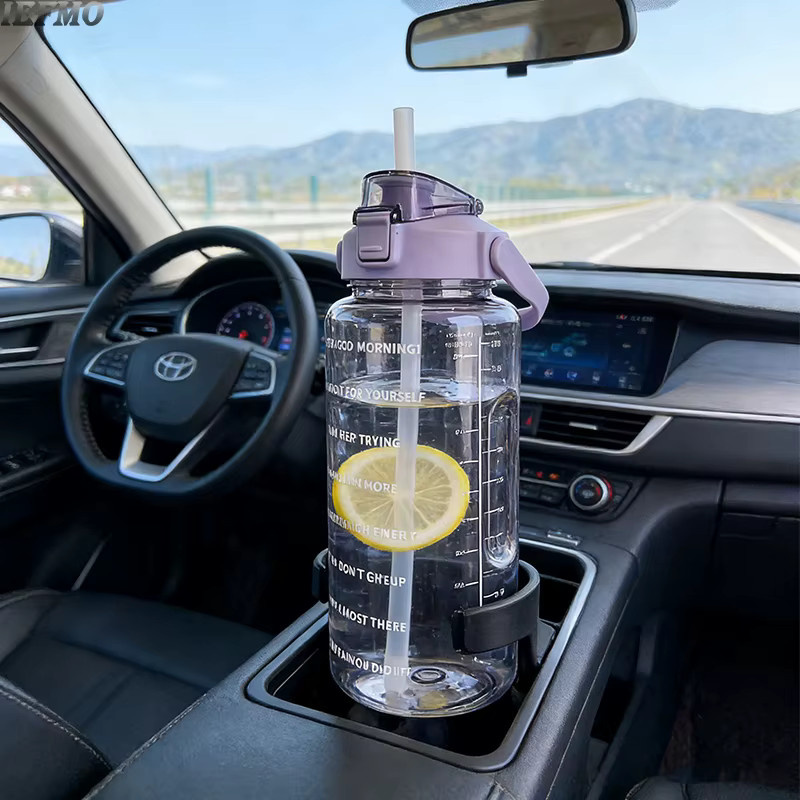 IEFMO Sport-Wasserflasche mit Strohhalm und Griff, 2000 ml, auslaufsicher und bruchsicher - Bild 2