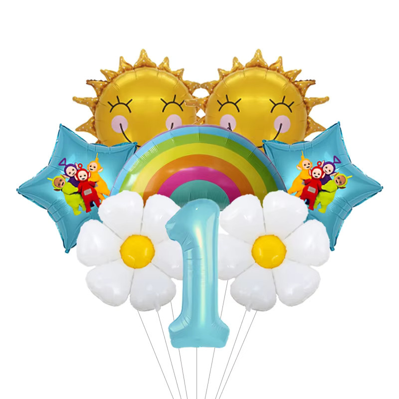 Teletubbies Ballon-Set für Babyparty und Neugeborenen-Willkommensparty mit Folienfiguren und Latex-Luftballons in Multicolour - Bild 2