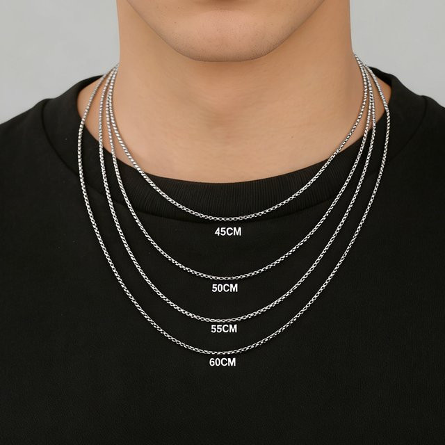 Skyrim Halskette Edelstahl, Kastenkette, Silber, Unisex - Bild 1
