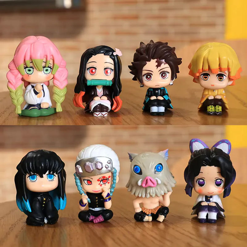 Bandai Demon Slayer Anime Figuren Kimetsu no Yaiba Q-Version Tanjiro Inosuke Zenitsu PVC Modellpuppen mehrfarbig - Bild 2