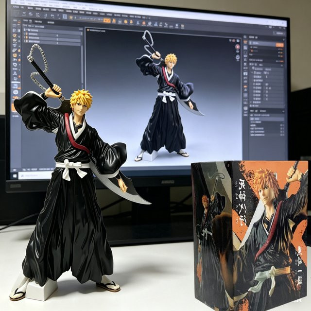 Bandai Bleach Kurosaki Ichigo Actionfigur, Einzelfigur, Kunststoff, Schwarz - Bild 1