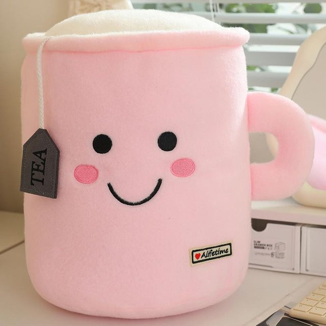 Kidsly Milchteetasse-Plüschtier, rosa, gelb, braun, ab 14 Jahren - Bild 1