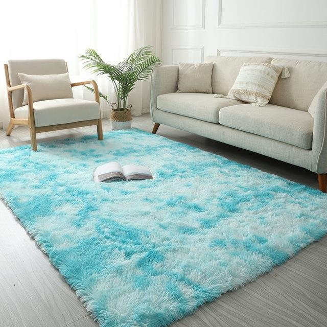Yiran Furniture Flauschiger Teppich in Türkis für Wohnzimmer, Schlafzimmer oder Kinderzimmer, B/T: 80 x 50 cm - Bild 1