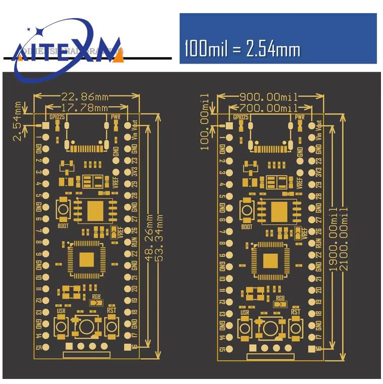YANXD RP2040 Core Board mit USB-C Anschluss für Raspberry Pi Pico, 16 MB, Schwarz - Bild 4