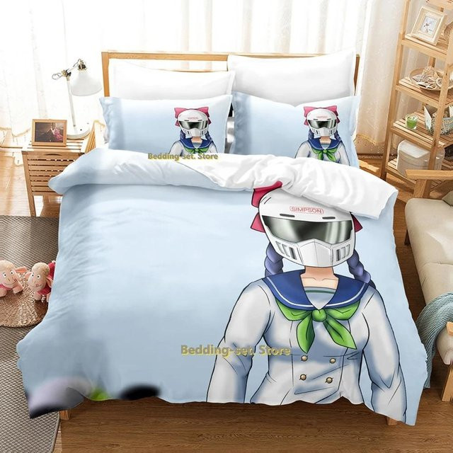 Bakuon Bettwäscheset mit Anime-Print für Erwachsene und Kinder, 2-teiliges Bettset inklusive Bettlaken und Bettdeckenbezug, Breite: 70 cm, Länge: 133 cm - Bild 1