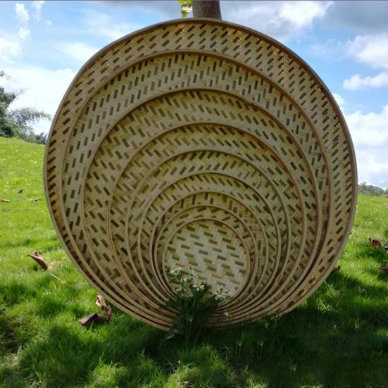 Handgefertigter runder Bambus-Obstkorb und Teekorb als Aufbewahrungsorganisator Durchmesser: 22 cm - Bild 2