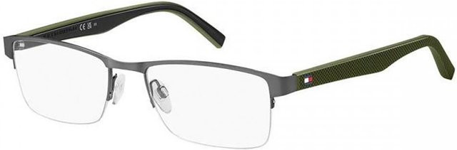 Tommy Hilfiger TH 2047 R80 Brille, Halbrand, Metall, Grau, Herren, rechteckig - Bild 1