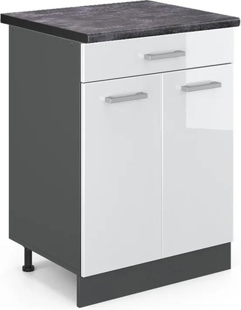 Vicco Küchenunterschrank R-Line Weiß Hochglanz Anthrazit B: 60 cm, T: 60 cm, H: 81,6 cm