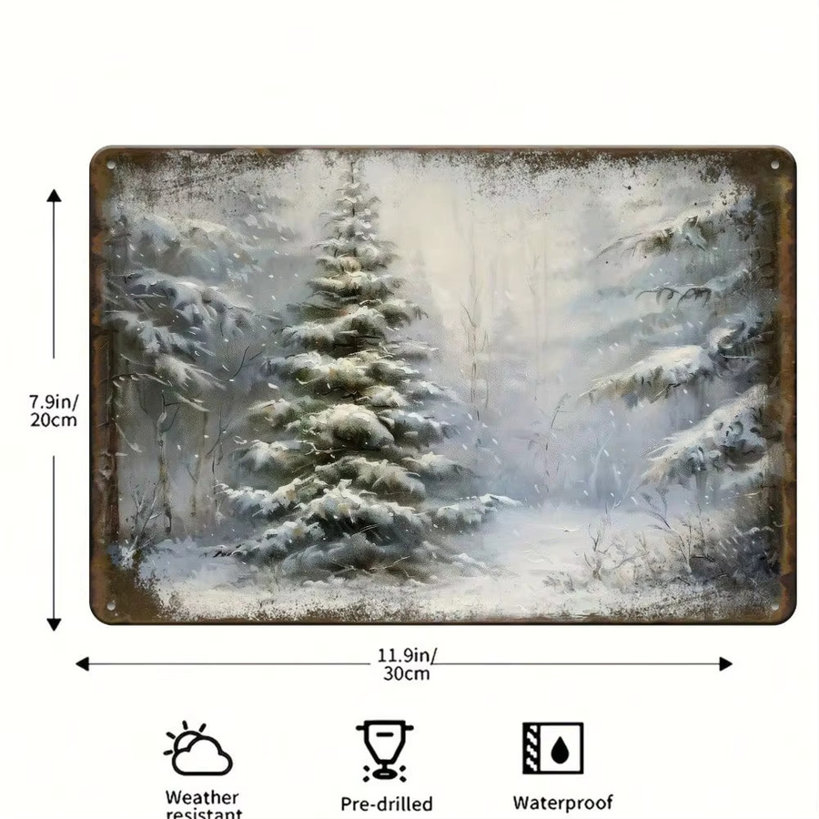 CIFBUY Vintage Weihnachtsbaum Metallblechschild in Weiß, Wandkunst für Innen und Außen, B/H: 20,3 x 30,5 cm - Bild 2