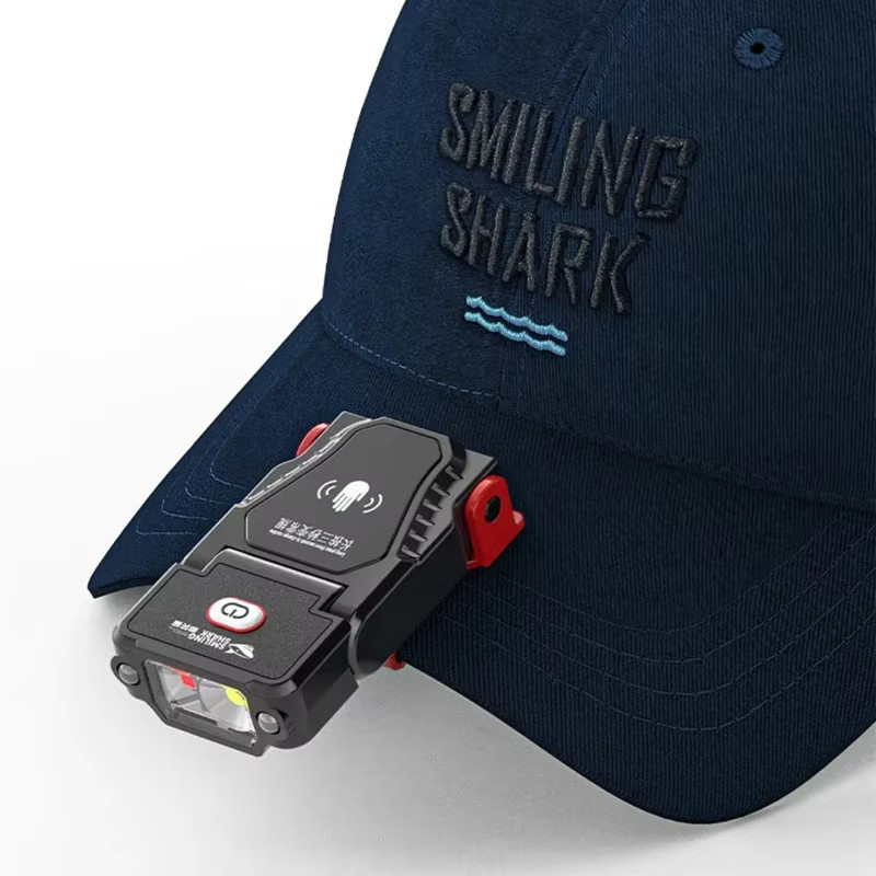Mini LED Sensor Scheinwerfer mit Clip und einstellbarem Winkel, wasserdichte USB-aufladbare Lampe in Schwarz für Outdoor, Camping und Angeln - Bild 2