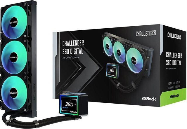 ASRock CPC Challenger 360 Digital ARGB CPU-Wasserkühler in Schwarz mit Triple-Fan und 360mm Radiator - Bild 1