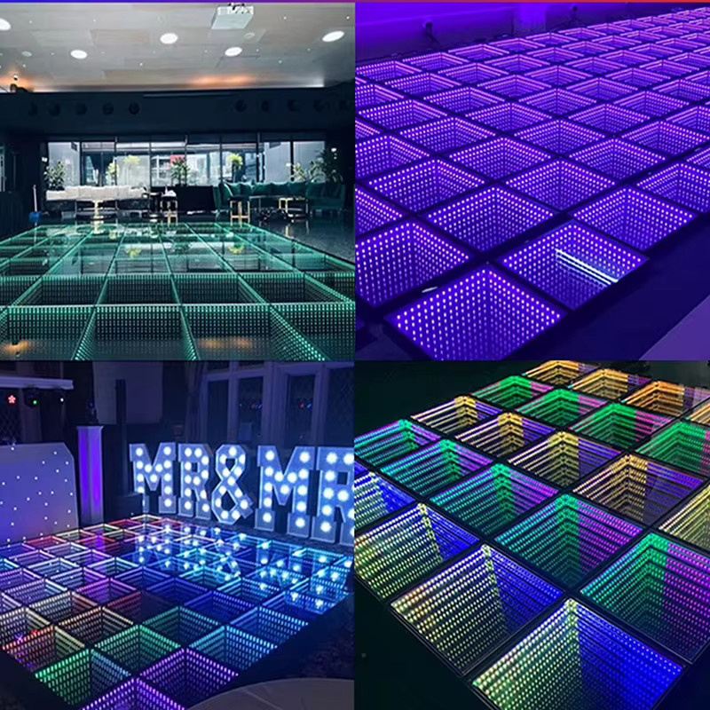 Professionelle RGB 3D Spiegel Stehleuchte mit DMX-Steuerung, LED Dance Effekt Panel Bodenfliese in Schwarz für DJ, Disco, Club und Party - Bild 5
