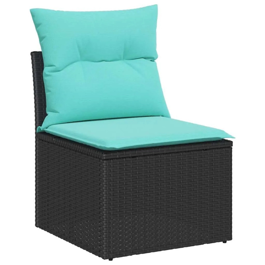 vidaXL Sofa Set 4-teilig aus Poly-Rattan in Schwarz und Türkis mit Stahlgestell - Bild 1