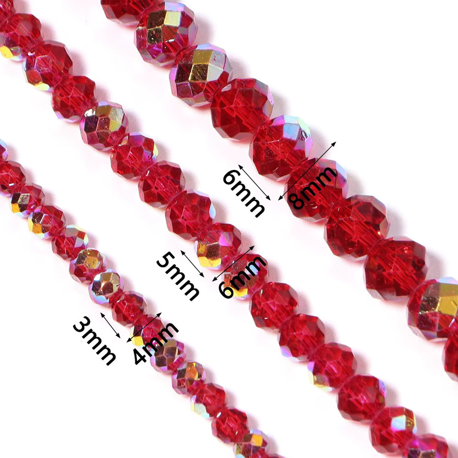 lingsai Kristallperlen, Glas, rot, Unisex - Bild 2