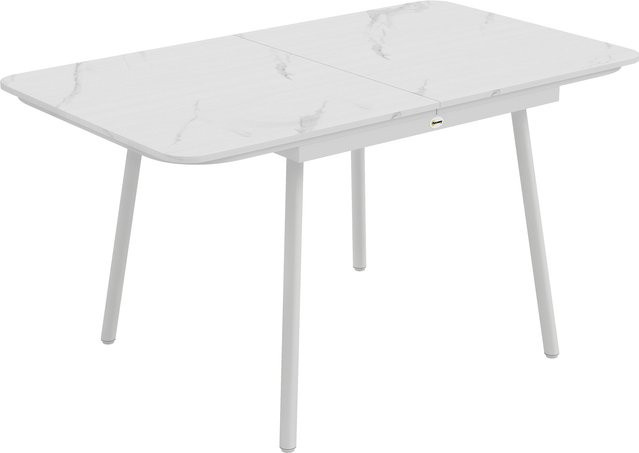 Outsunny Rechteckiger Gartentisch für 4-6 Personen mit WPC-Tischplatte und Metallgestell in Weiß, B/T/H: 140 x 80 x 75 cm - Bild 1