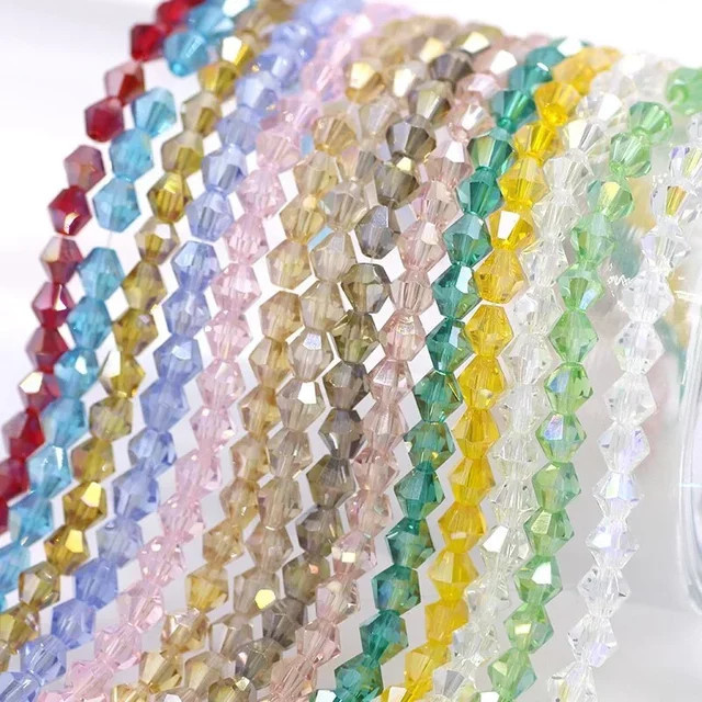 Glas Perle Doppelkegel Kristall, Bunt, 100 Stück - Bild 1