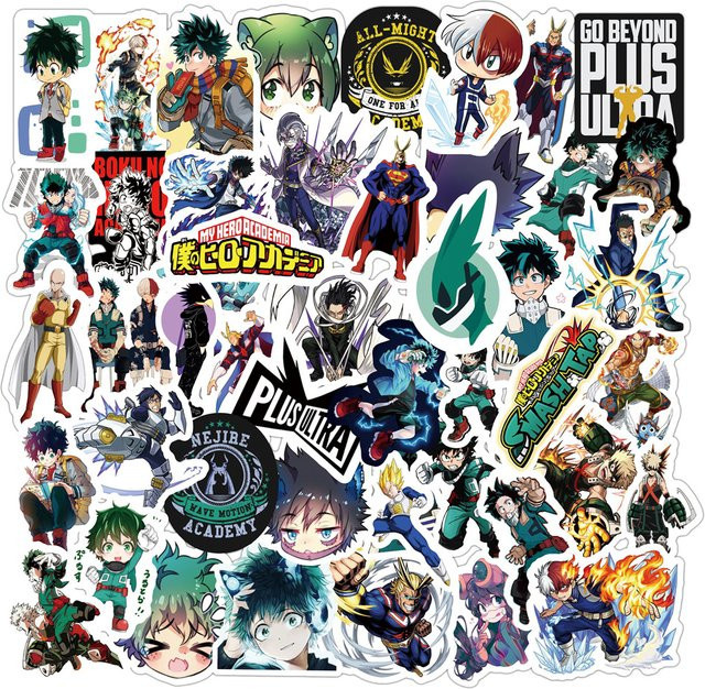 50 Stück My Hero Academia Anime Aufkleber Set, bunte Manga Sticker für Laptop, Skateboard und Handy - Bild 1
