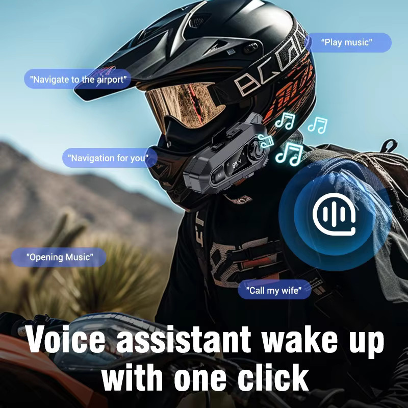 Kebidumei Bluetooth 5.3 Motorradhelm-Intercom-Headset Wasserdichtes Drahtloses Freisprechsystem in Schwarz - Bild 4