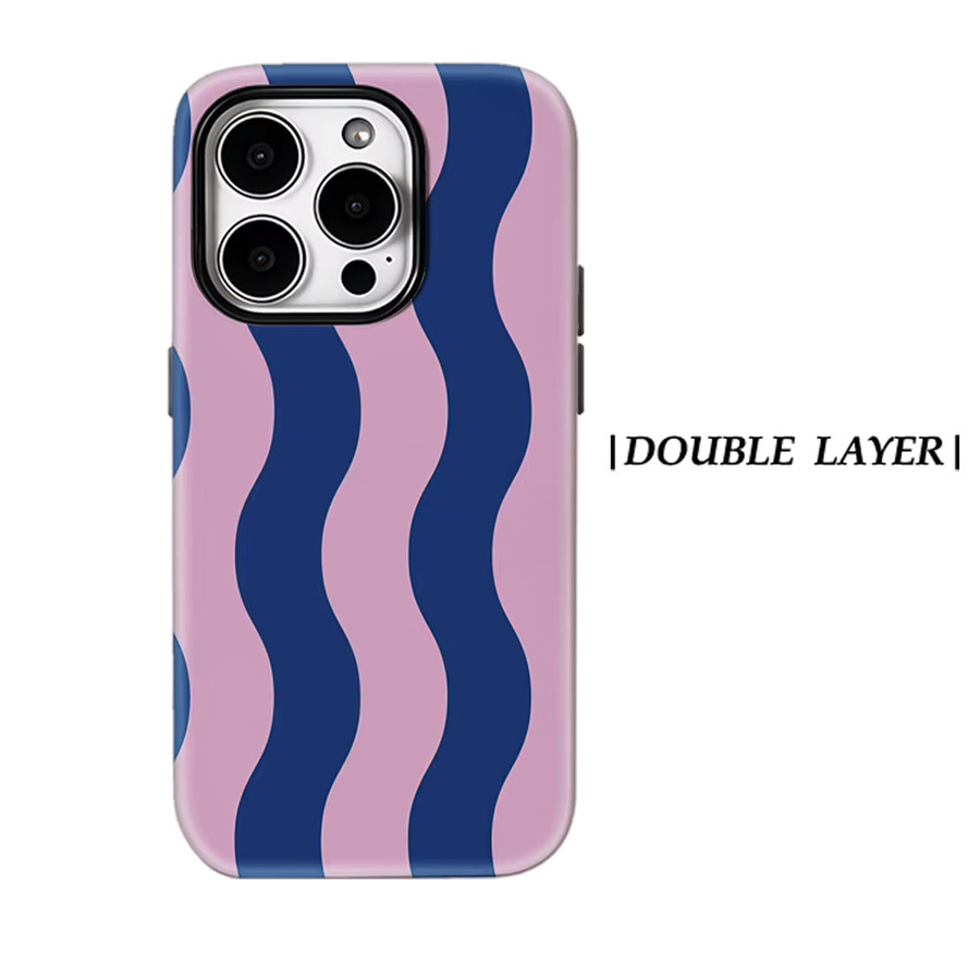 Potdemiel Handyhülle Blush & Blue Wave für iPhone 17 16 15 14 13 Pro Max Plus, robuste doppelschichtige Hülle mit Magnetfunktion, Pink und Blau - Bild 5