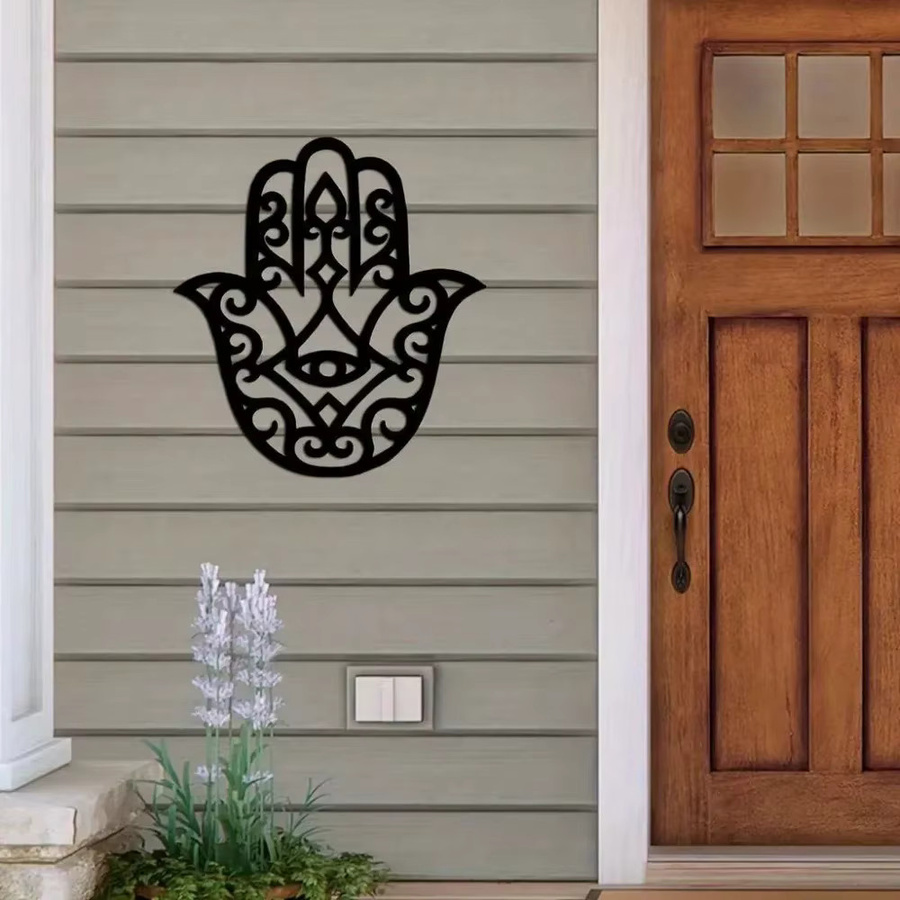 Hamsa Hand Metall-Wandkunst von CIFBUY in Schwarz als Boho-Wanddekoration für dein Zuhause - Bild 5