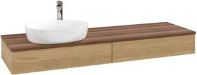 V&B Waschtischunterschrank Antao ohne Frontstruktur in Eiche Honig und Weiß, B: 160 cm, T: 50 cm - Bild 1