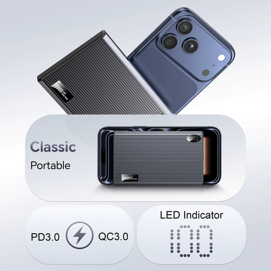 Magnpter Magnetische Powerbank mit 10000 mAh und PD20W Schnellladefunktion für iPhone, Samsung und Xiaomi in Schwarz oder Blau - Bild 3