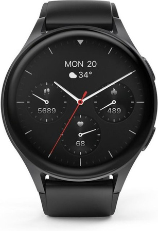Hama Smartwatch, GPS, Schwarz, Rund, Silikon