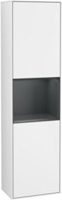 V&B Hochschrank Finion Wandbeleuchtung in Weiß mit Glastüren und LED-Beleuchtung B: 41,8 cm, H: 151,6 cm - Bild 1
