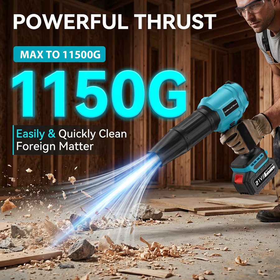 Makita Kabelloser Elektrischer Laubbläser mit 3500W Turbo-Lüfter und 2 Düsen, Blau, für 21V Akku - Bild 3