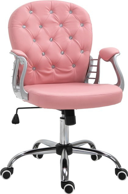 Vinsetto Bürostuhl Chefsessel ergonomisch gepolstert, Rosa, B: 59,5 cm, T: 60,5 cm, H: 95-105 cm, Aosom - Bild 1