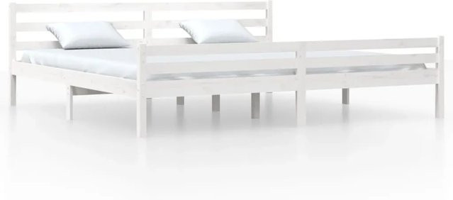 vidaXL Massivholzbett aus Kiefernholz in Weiß, B/T: 200 x 200 cm - Bild 1