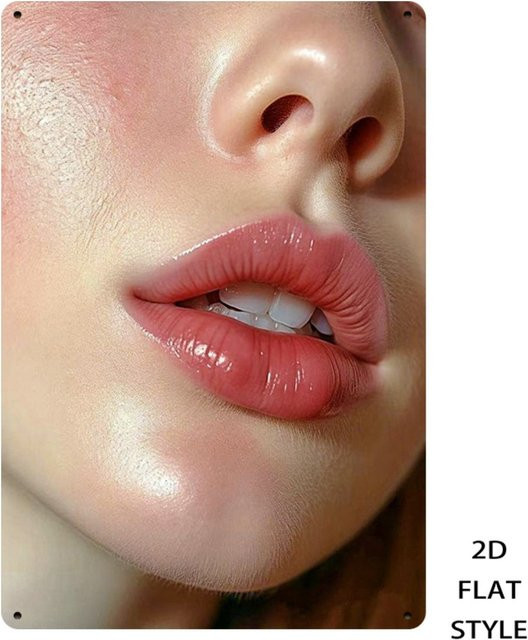 HELLOYOUNG Metallbild Kosmetik Wandkunst Modernes Lippen-Make-up Dekor in Multicolour, B/H: 30 x 20 cm - Bild 1
