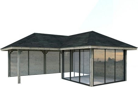 PALMAKO Pavillon Bianca Set 211 Slide aus Fichtenholz in Grau, B/T/H: 588 x 588 x 319 cm - Bild 1