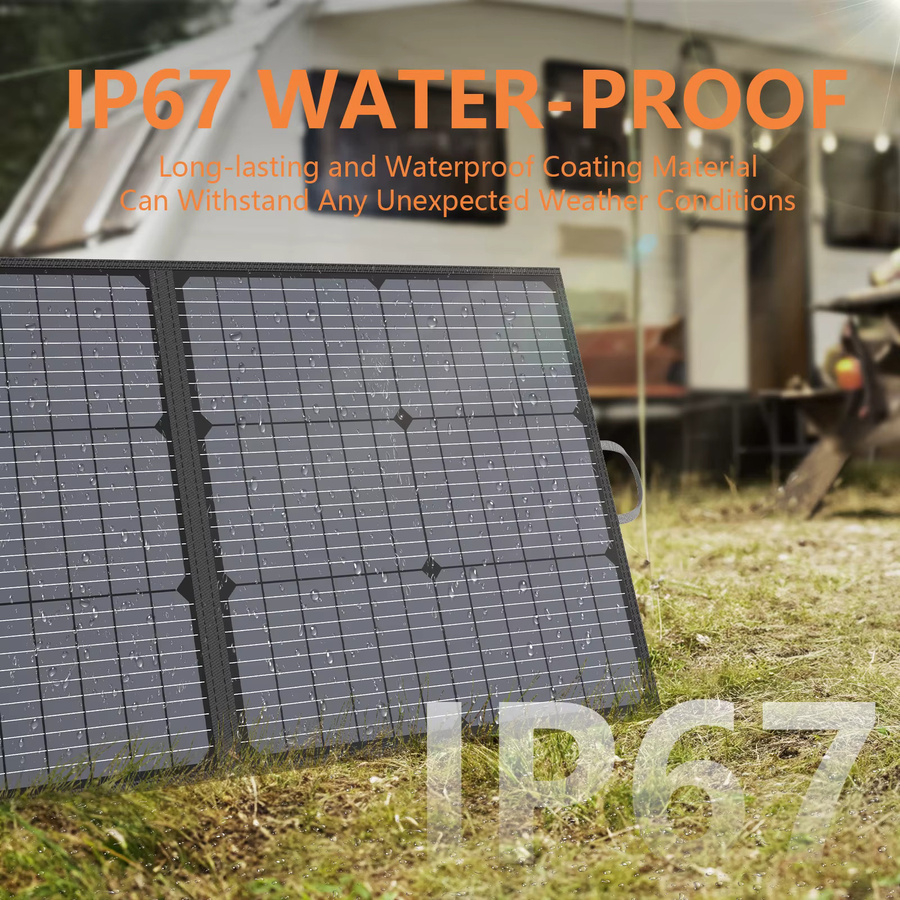 MHPOWOS Tragbares Solar-Ladegerät 220 W, faltbares Solarpanel-Set in Schwarz für Kraftstationen, Camping und Wohnmobil - Bild 5