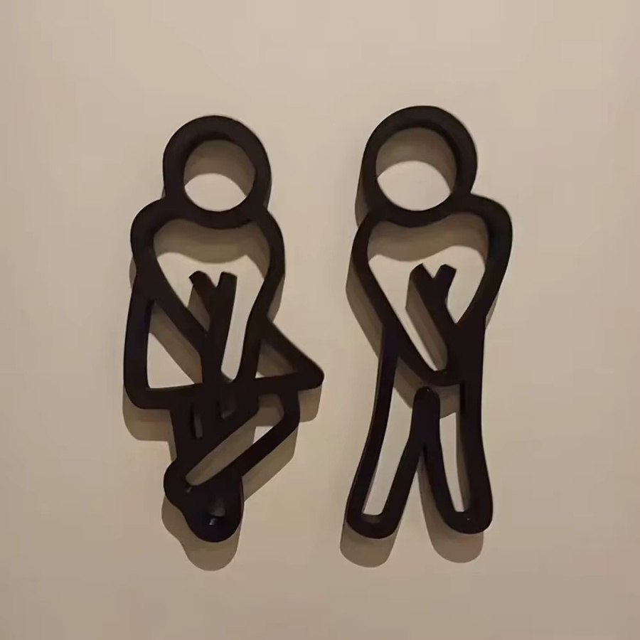 CIFBUY Dekoratives WC-Schild aus Metall in Schwarz, Höhe: 12 cm - Bild 3