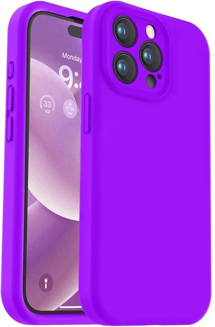 Stoßfeste Silikon-Handyhülle mit Kamera-Objektivschutz für Apple iPhone 15 Pro, 14, 13, 12, 11 in Purple - Bild 1