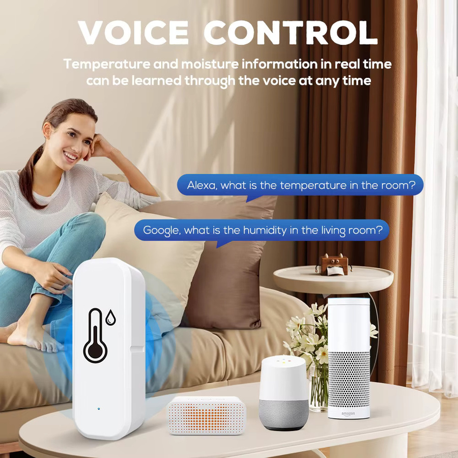 Tuya Smart Home Temperatur und Feuchtigkeit Sensor Zigbee/WiFi in Weiß, kompatibel mit Google Home und Alexa zur Umweltüberwachung - Bild 4