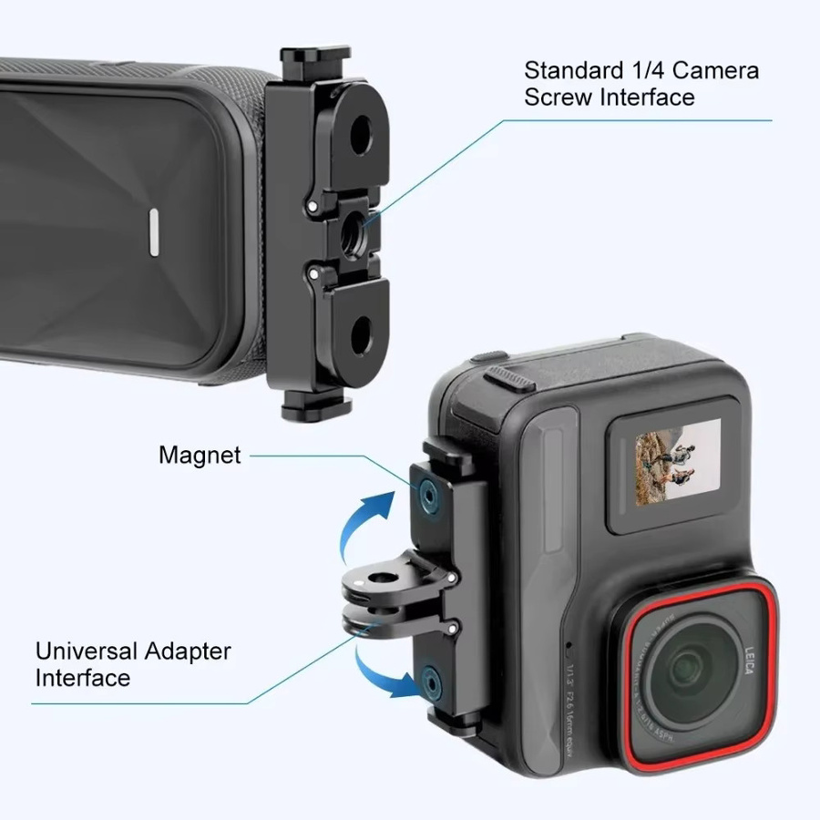 Insta360 Aluminium Quick Release Basis Adapter Halterung für Insta360 X5, Ace Pro und Ace Pro2 in Schwarz - Bild 3
