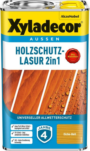 Xyladecor Holzschutz-Lasur 2in1 Eiche-Hell matt 2,5 l - Bild 1
