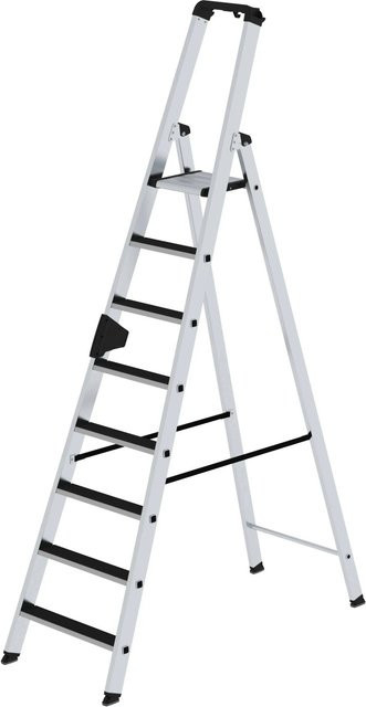 PROREGAL Stufen-Stehleiter Clip-Step einseitig begehbar, Farbe: Silber, 8 Stufen - Bild 1