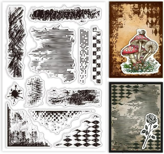 Transparente Silikonstempel mit Vintage-Textur für die Kartenherstellung und Retro-Markierungen - Bild 1