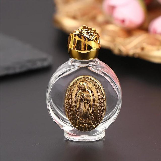 Religiöse Weihwasserflasche aus Glas mit Jesus- und Kreuz-Skulptur von Bestbags in Schwarz und Transparent - Bild 1