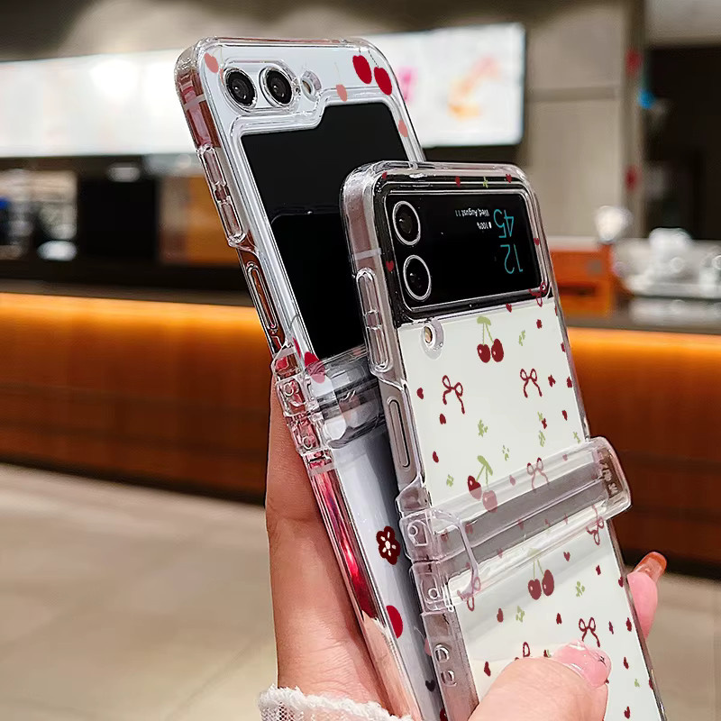 Transparente Handyhülle mit Kirschmuster für Samsung Galaxy Z Flip 8 7 FE 6 5 4 3 5G aus hartem PC-Material - Bild 3