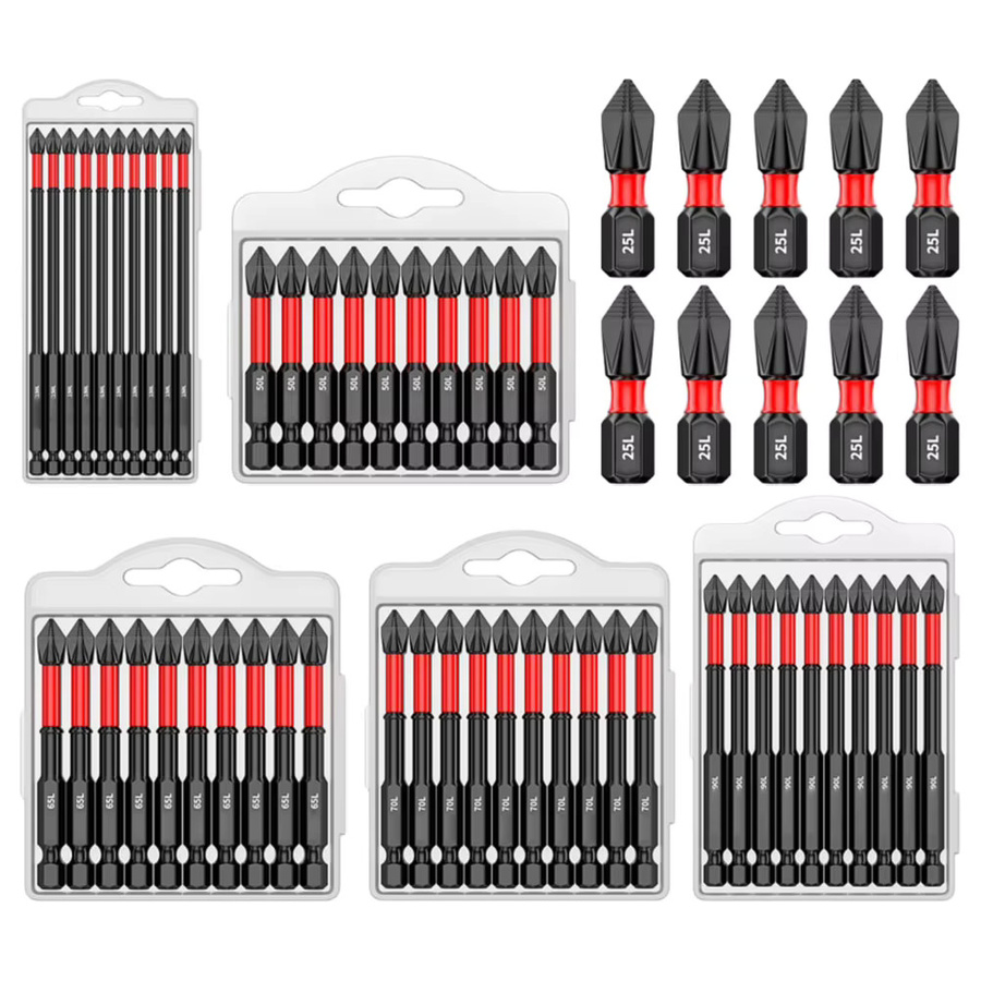 VIBRATITE 10-teiliges PH2-Magnet-Kreuzschraubendreher-Bit-Set aus legiertem Stahl, rutschfest und lang für elektrische oder manuelle Nutzung - Bild 2